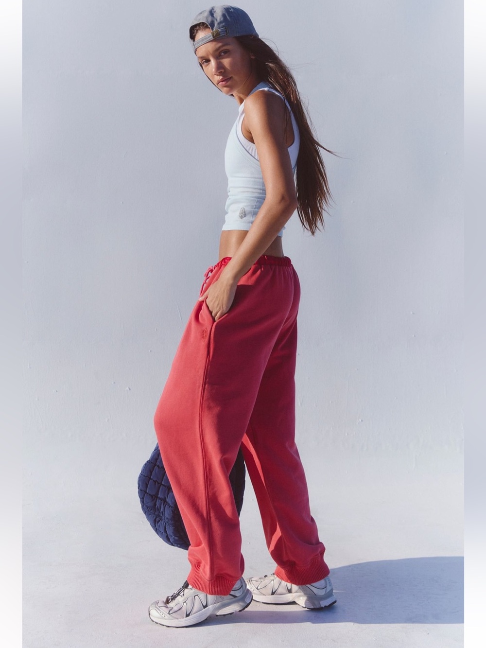 Free People All-Star Red Drawstring Sweatpants | Large